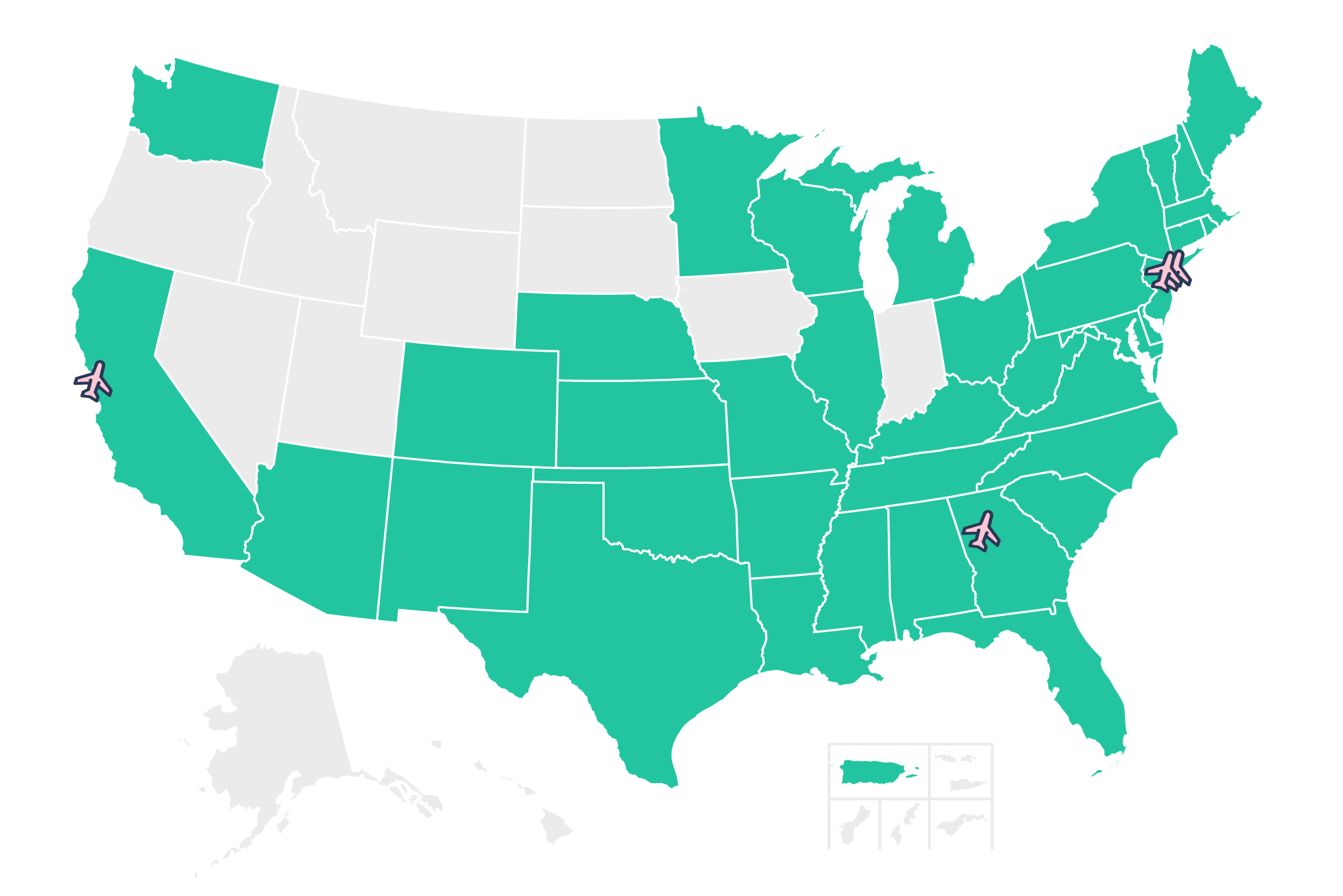 map of the US showing where concentric has been active
